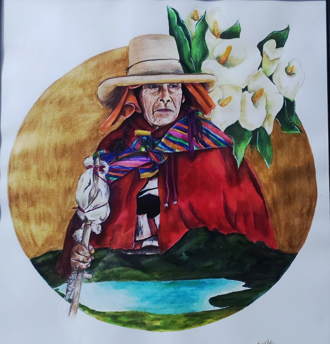 Jacky Chávez Tejedora de luz y tierra , Técnica Acuarela
