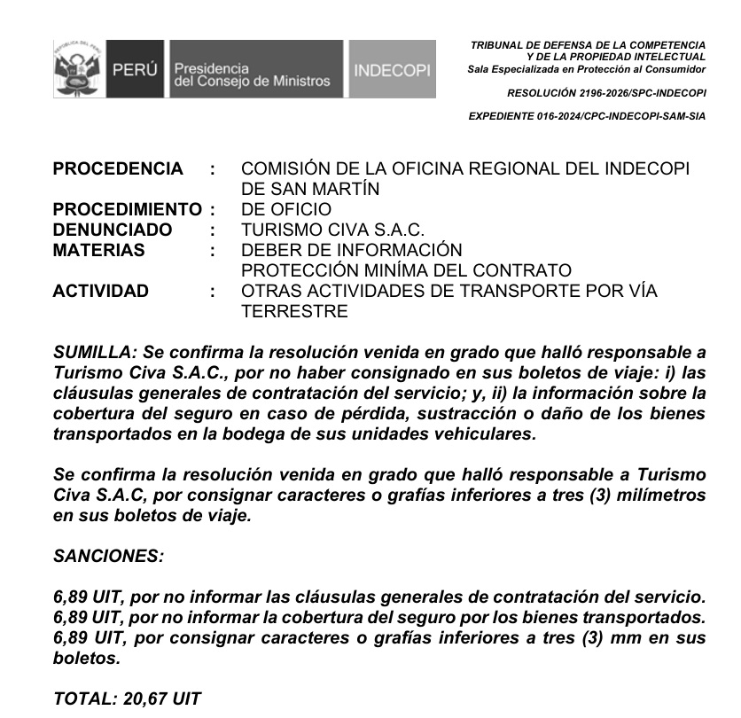 Turismo Civa Indecopi